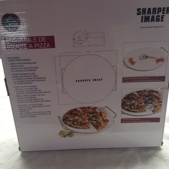 Sharper image pizza stone set 13"  pizza stone Set new W Cutter - Picture 3 of 6